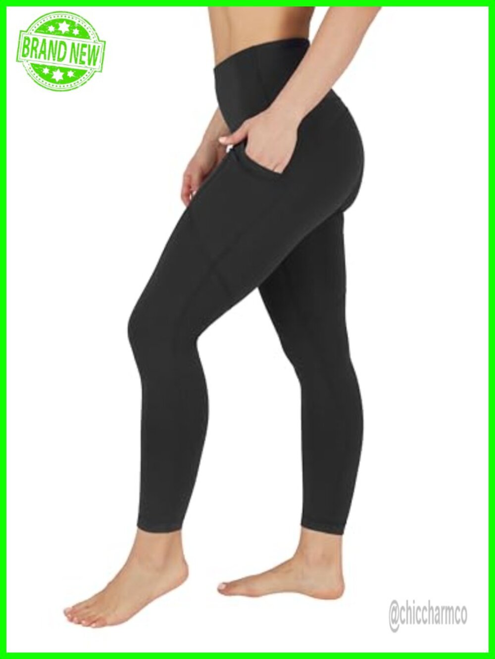 High Waist Tummy Control Yoga Leggings with Pockets 7/8 Length